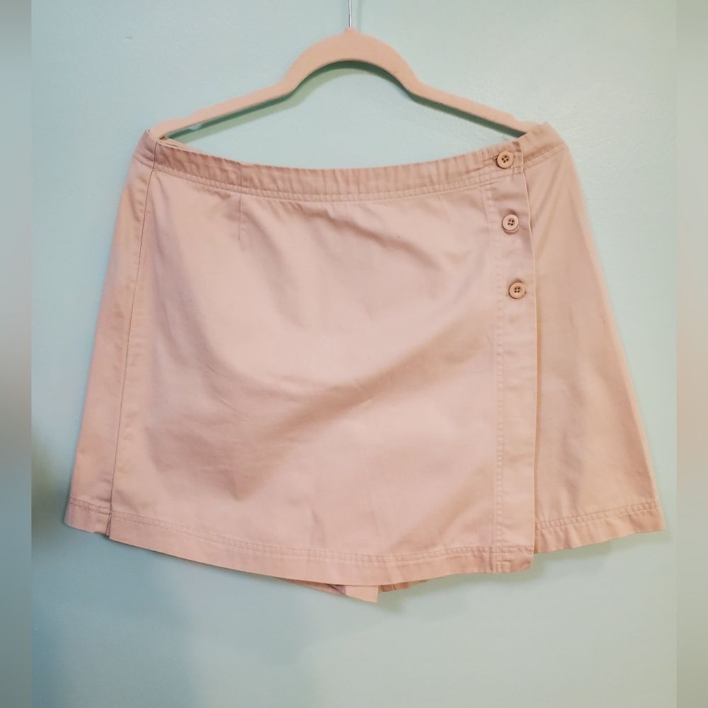 Sonoma Light Beige Mini Skort Shorts Zip Fly Button Front Size 14 COTTON
